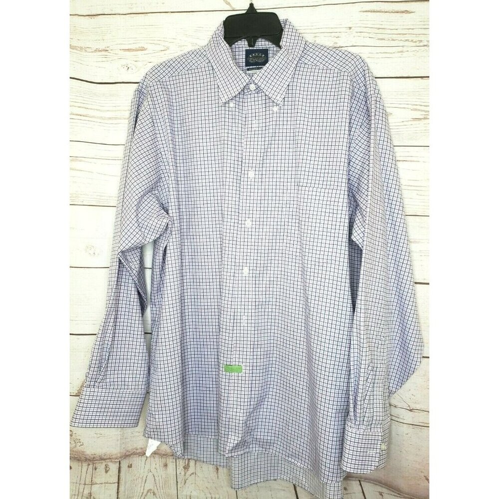 Eagle Reg Fit Non Iron Stretch Collar Violet Blue Mini Checkered 17 1/2 34/35
